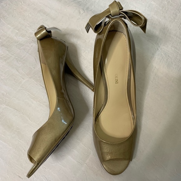 Enzo Angiolini Bow Peep Toe Pumps 7 1/2 M Leather - Picture 2 of 8